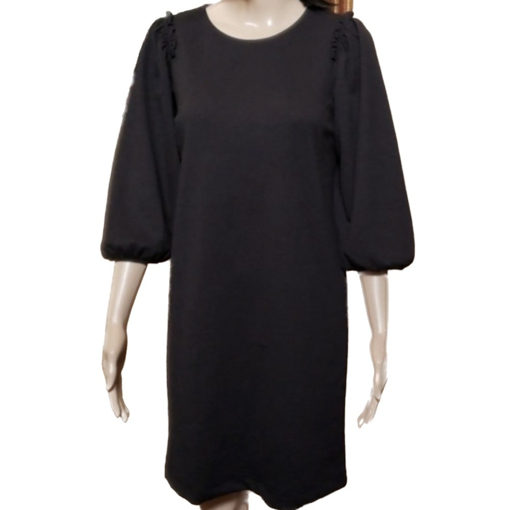 Ann Taylor Retro Ruffled 3/4 Balloon Sleeve Knee Length Shift Dress Size XXSP